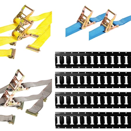 Dc Cargo 5' Black E-Track Kit - 4 Rails + Ratchet Straps 5HETP4KIT2